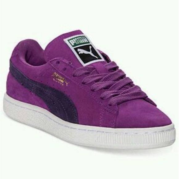puma suede classic purple yellow